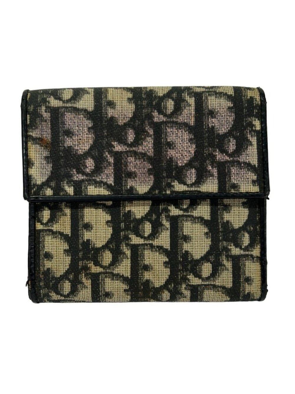 Dior Snap Wallet Logo Glam Black Light Gray Leather